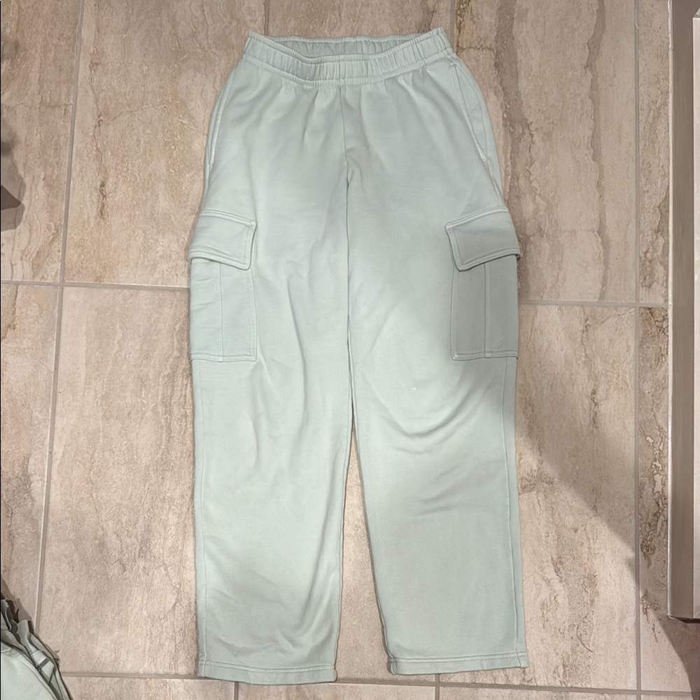 TNA Mega Cozy Sweatfleece Light Green Cargo Pants